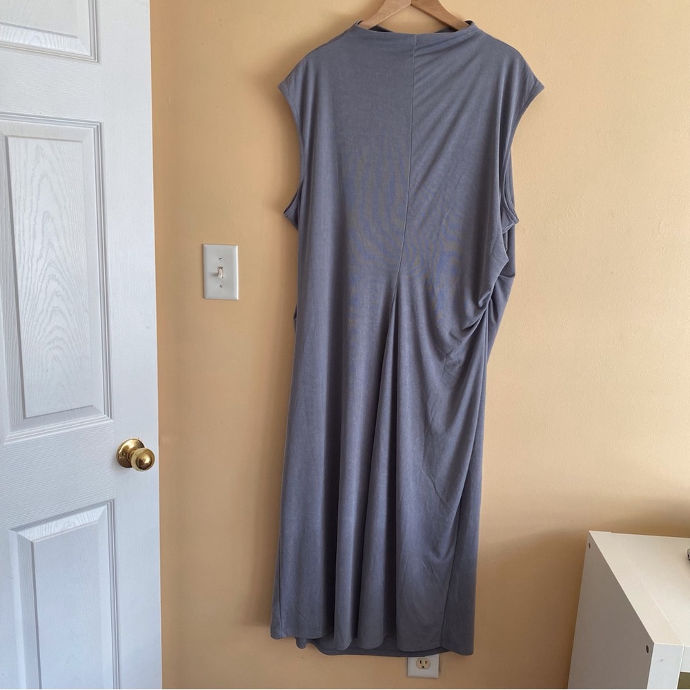 Old Navy Rib Knit Midi Dress Gray Sleeveless Ruched Side 3X Plus 2024 - Picture 3 of 14